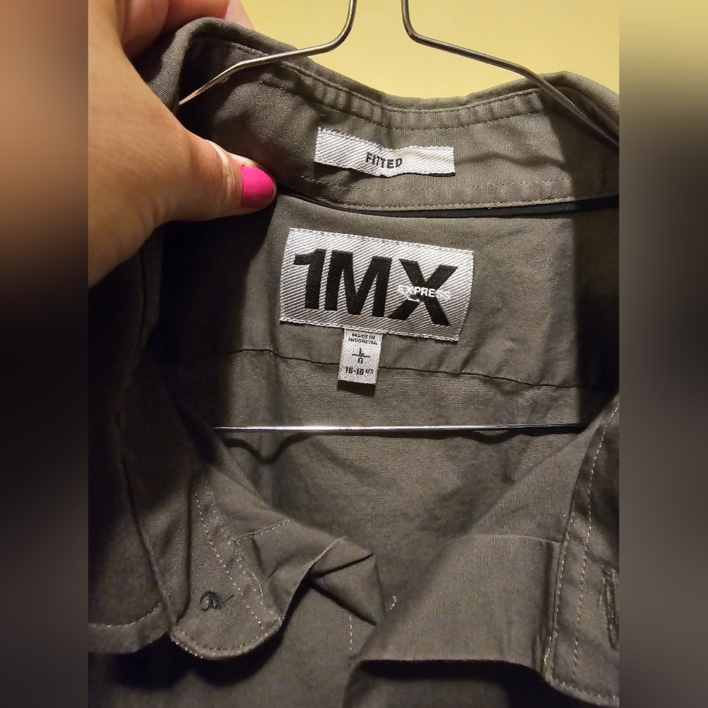 Express Gray Button Down Shirt Top - image 3